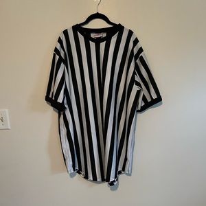 Black & White Striped Referee-Style Men's Jersey